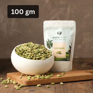 Kerala Cardamom 8mm Fruit - 100gm whole Kerala cardamom pods from Organic Pure Leven