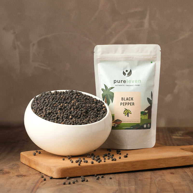 Kerala Black Pepper - 300gm whole black peppercorn pack from Organic Pure Leven